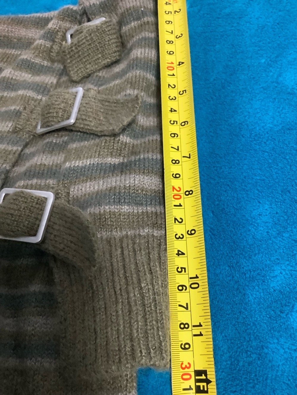 Jaded London Striped Knit Flared Pants Skirt in Olive Brown - Picture 8 of 15